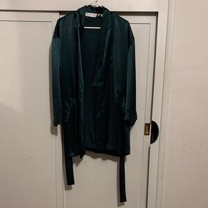 PINK Victoria's Secret Deep Green Satin Robe